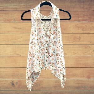Toska boho asymmetrical floral button up tank